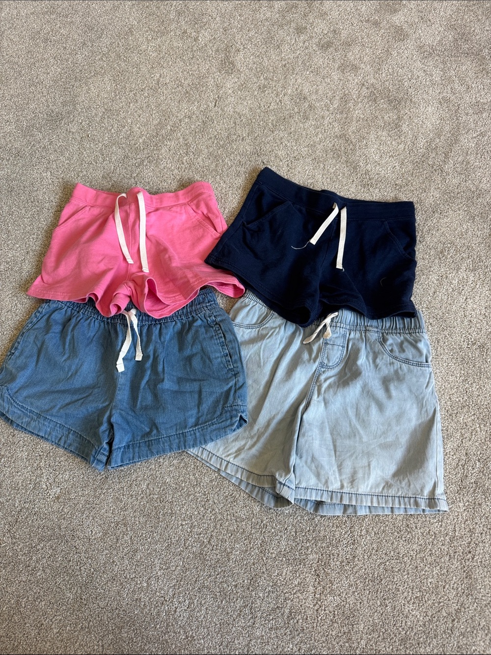 Carter's 4-Pack Kids Knit & Denim Shorts - Pink, Navy, Medium Denim, Light Wash